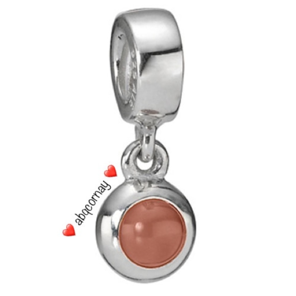 EUC Pandora 790537POP Sterling Silver Pink Opal Cabochon Dangle Charm